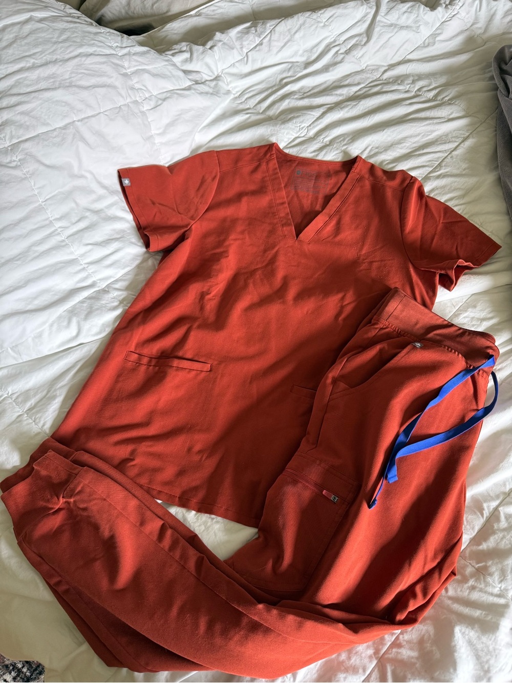 Rust Scrub Set with V-Neck Top